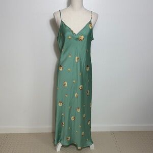 Zara Floral Green Slip Dress Large